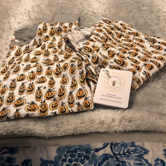 Burt's Bees Baby Other - NWT Burt’s Bee Baby Heather Gray & Orange Squash Goals Organic Cotton PJ Set